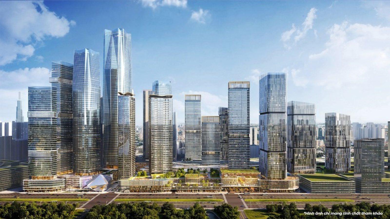 Đường chân trời ban ngày của các tòa tháp và khối đế Metropolis